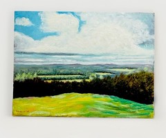 Original Landscape Oil Painting Paul Hamblen 1994 Maine Hills Field