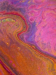 THE SCARLET THREAD Acrylic Abstract Flow Painting ACEO ATC 2.5 x 3.5 inches
