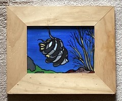 Vintage Original Acrylic/Oil on Fabric Of A Tropical Fish, Signed TLCA