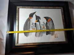 Penguin Framed Painting Original Artwork Signed by Artist