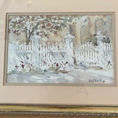 Beth Eidelberg Watercolor Painting SIGNED „Shadowed Walk“ Professionally Framed