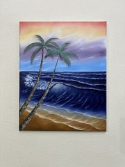 Tropical Seascape oil painting original art Bob Ross style 16x20in