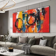 Modern Palette Knife Texture Colorful Abstract Wall Art Oversize Oil Painting#04