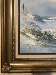 VTG Original Oil Painting On Canvas Ocean Seascape Signed Wood Framed 22” X 18”