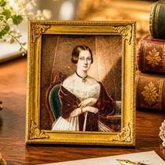 Refined Antique 19th Century Metal Framed Portrait Miniature Painting Woman