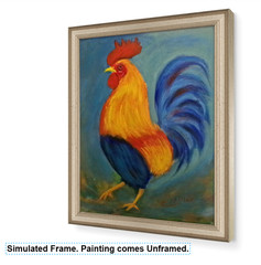 Original Rooster Painting 8×10 Farm Chicken Modern Wall Folk Art Decor Signed
