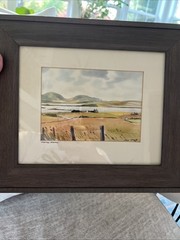 Vtg HandPainted Watercolor Painting Landscape 13”x11”Signed See Pics Wood Framed