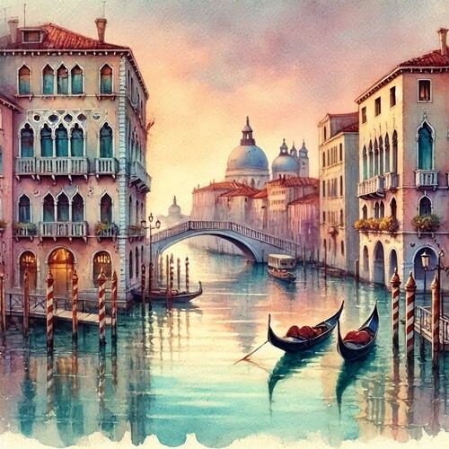 Venice Watercolor Painting (Digital Image)
