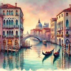 Venice Watercolor Painting (Digital Image)