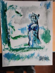 Standing Squirrel Figurative Abstract Expressionist 11×14 Paper Painting