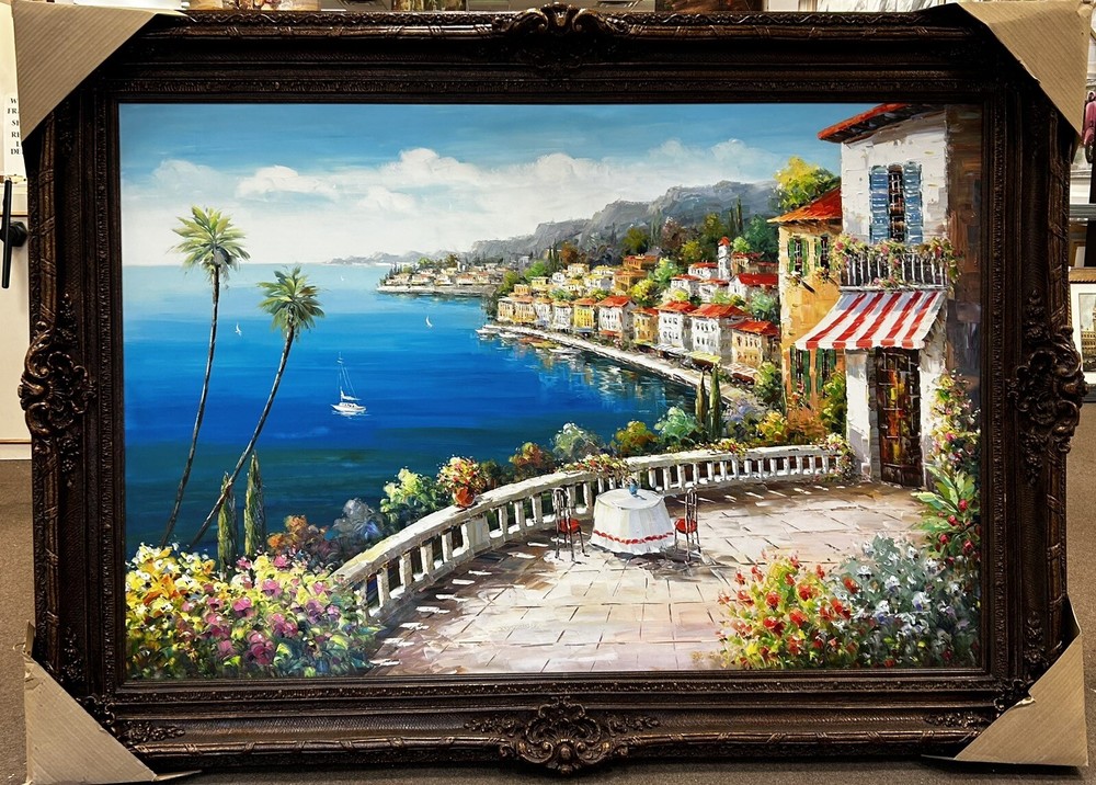 Original Oil Painting Of Amalfi Coast Italy 86 Inch X 62 Inch 72×48 Canvas Size