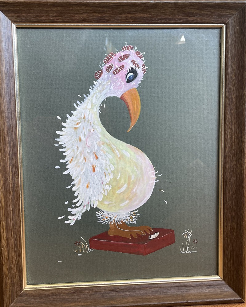 Stork Bird Wearing Hair Rollers Standing On Scale Painting By Ethel Dickerson