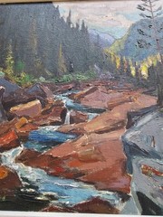 SCANDINAVIAN MODERNIST MOUNTAIN LANDSCAPE PAINTING SIGNED EFRITZ SMEDBERG 1968