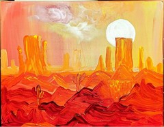 Utah Desert Sunset Acrylic Painting 11×14 Red Rock Landscape