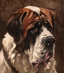Early 20th Century St Bernard Dog Portrait by Frederick Thomas DAWS (1878-1956)