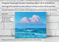 Seascape Ocean Painting Waves Landscape Blue Seaside Beach Nautical Original Art
