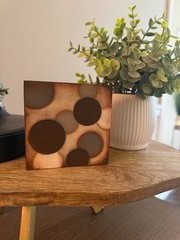 Small Abstract Circle Art Contemporary Painting on Wood Panel Shelf Sitter