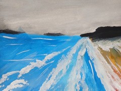 Impressionistic 11×14 Shoreline one of a kind Colorful Art Acrylic painting