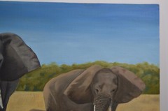 Original Painting African Elephant Family Safari Savanna Canvas Art