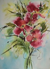 Original Signed Watercolor. Roses. Wall art. 12 x 9″Tulips. Abstract. Modern art