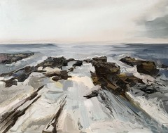 11×14 Original Oil Painting Impressionist Ocean Scene Coastal Landscape Signed