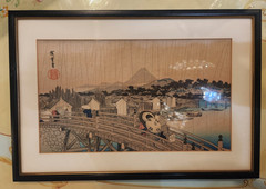 Utagawa Hiroshige(1797-1858) woodblock print „Rain at Nihonbashi Bridge“