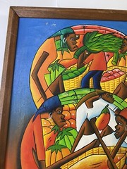 Haitian Abstract Folkart Painting By Nelson 1980 Framed 17” X 13” Inch