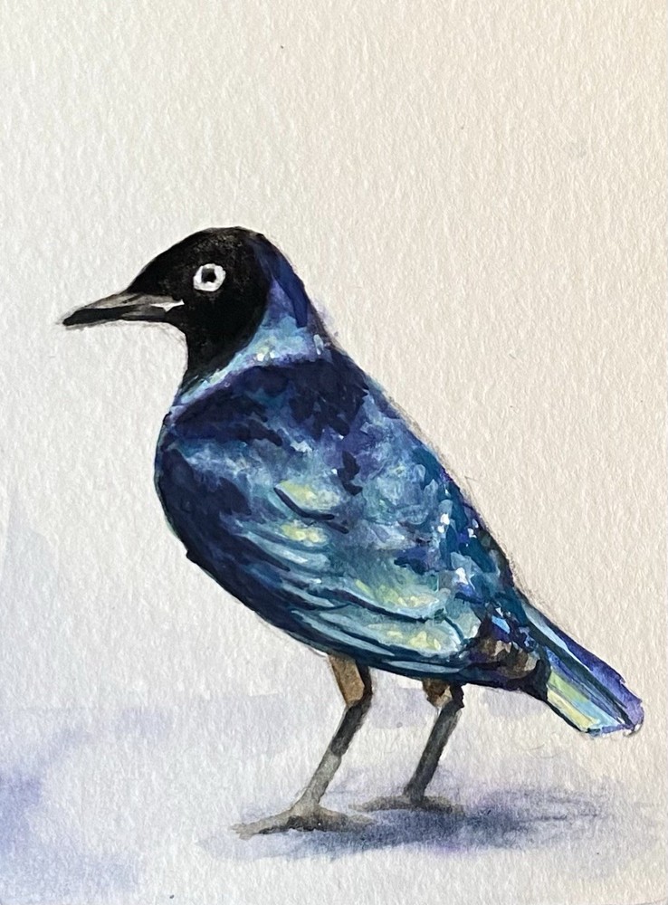 ACEO 100% Hand Painted Original Mixed Media Painting Art Bird