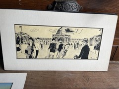 Lot Of Vintage Original Sports Illustration Art Baseball Bobsled Pilot