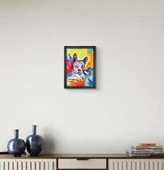 Aleph Hand Painted Dog 9×12 Animals Acrylic Art Living Room Decor Canvas