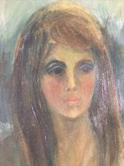 Vintage Original Oil Painting Female Portrait -1970’s California -Signed