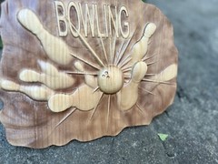 Bowling Wood Carving Multicolor Picture Woodworking 3D Handmade Wall Decor Bowle