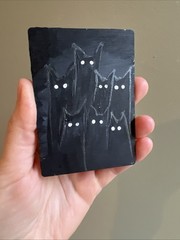 ACEO OOAK Original Seven Demon Black Cats Halloween Creepy miniature Painting