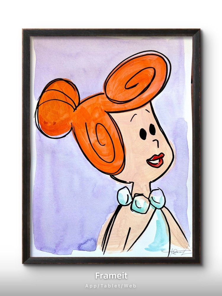 Original Wilma 1 Painting By Alannah Dyer- Acrylic 9×12 in. Flintstones TV Show
