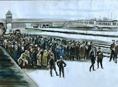 Concentration Camp-Holocaust Watercolor Painting-1970s-Israel Louis Winarsky