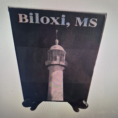 Handmade Laser Engraved Biloxi MS Lighthouse on 8″x10″ Painted Canvas