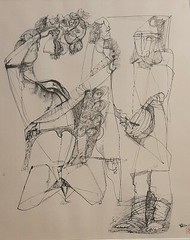 VASILE KAZAR ( Romania 1913-1998), Ink on Paper, Surreal, Music Band, Signed