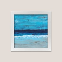 Blue Abstract Seascape Painting Impressionist Art M1008 8×8 Inch AMBER K