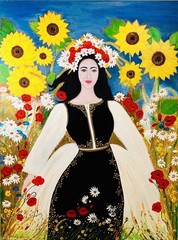 Original Painting “Romanian Girl”36/48 Inch Signed by Artist
