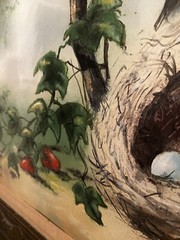 BEAUTIFUL MAX KARP ENAMEL ON COPPER BIRDS NEST BUILT IN STRAWB FIELD ART WORK