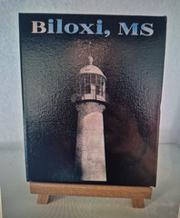 Handmade Laser Engraved Biloxi MS Lighthouse on 8″x10″ Painted Canvas