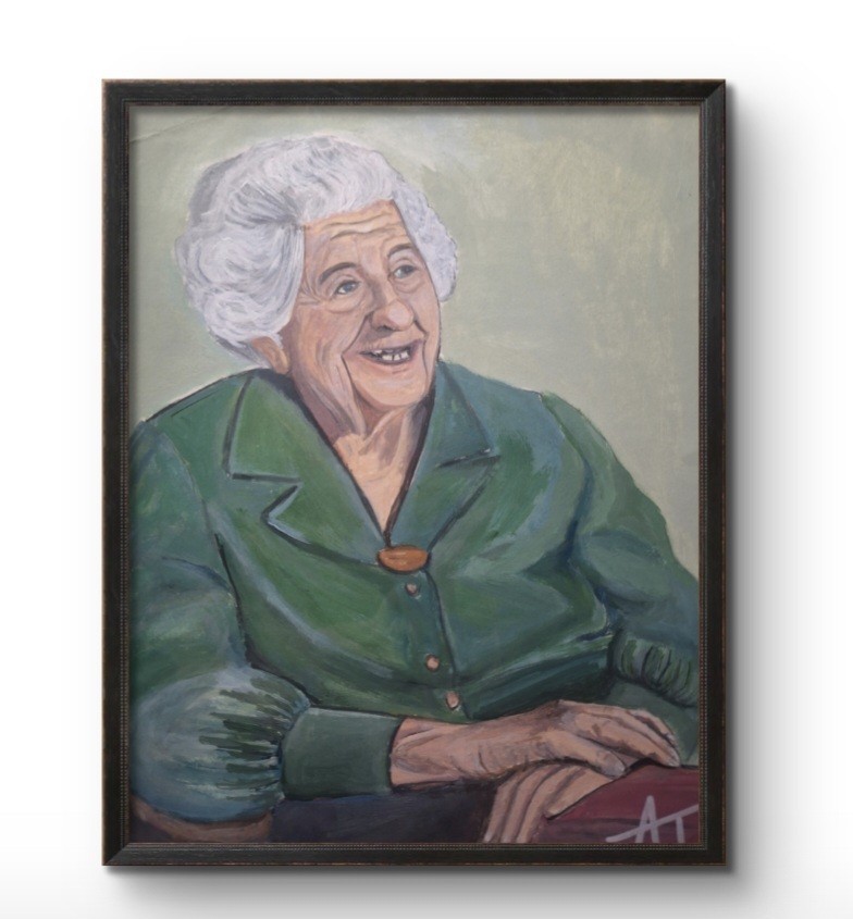 Contemporary Elderly Woman Acrylic 9×12 Canvas Paper Painting