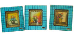 Vintage 60’s Mini framed Floral oil paintings new in box Woolworths ROC (3)