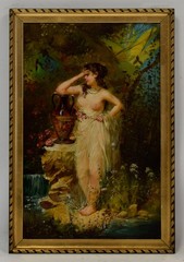 Circa 1890–1900. Old painting after William-Adolphe Bouguereau, nude, oil.