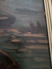 Oil Painting 1930 Mystery Signed Nautical Marina Boats Coastal Dark READ