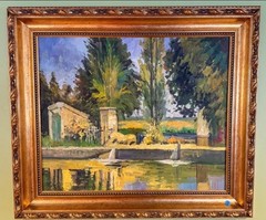 Large Impressionist Oil Painting Landscape 31×26 Gold Gilt Frame Signed