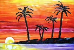 Leonid Afremov-„Sunset Over the Island“-Original Oil/Wrap Canvas/Hand Signed/COA