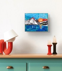 Original Expressionist Lake Sunset Acrylic 11×14 Canvas, Holly Hammond