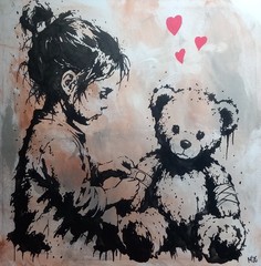 Original street art painting urban art canvas in Banksy style unique hand painted