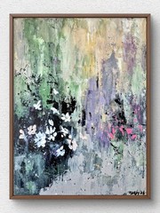 Original Expressionist 12×16 Acrylic Botanical Canvas Signed Muted Tone Art B019